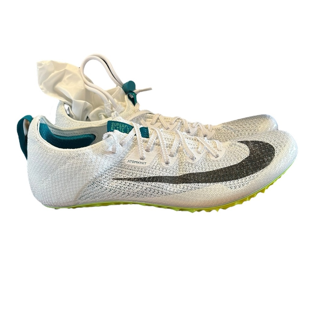 Nike Zoom Superfly Elite 2 Flyknit White Green Spikes Men's Size 9.5 FZ9662-100